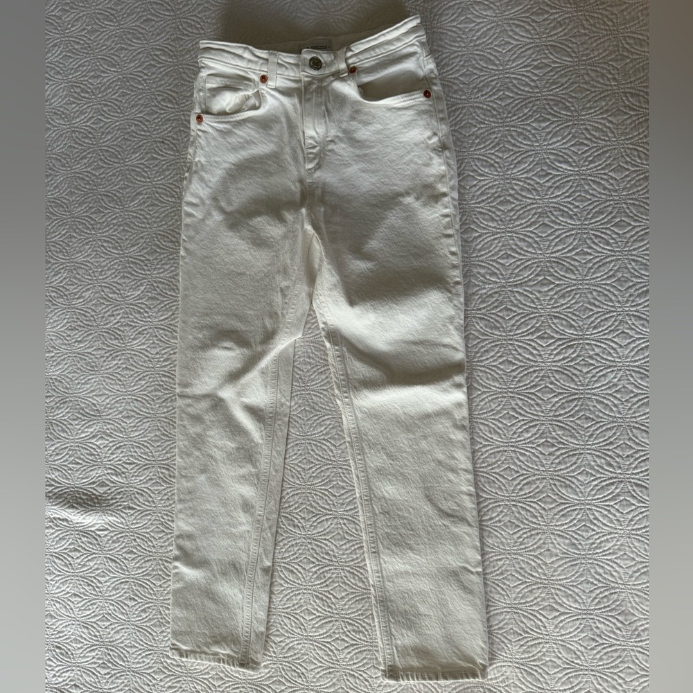 Zara Slim Fit White High Rise Jeans